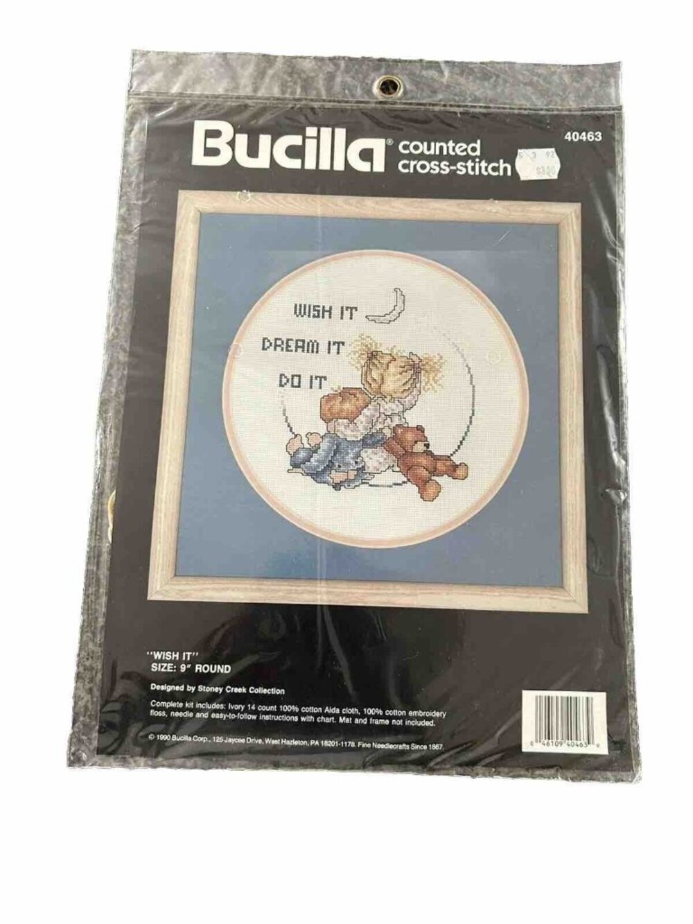 Vintage 1990 Bucilla ‘Wish It Dream It Do It’ cross stitch kit #40463 Crafting